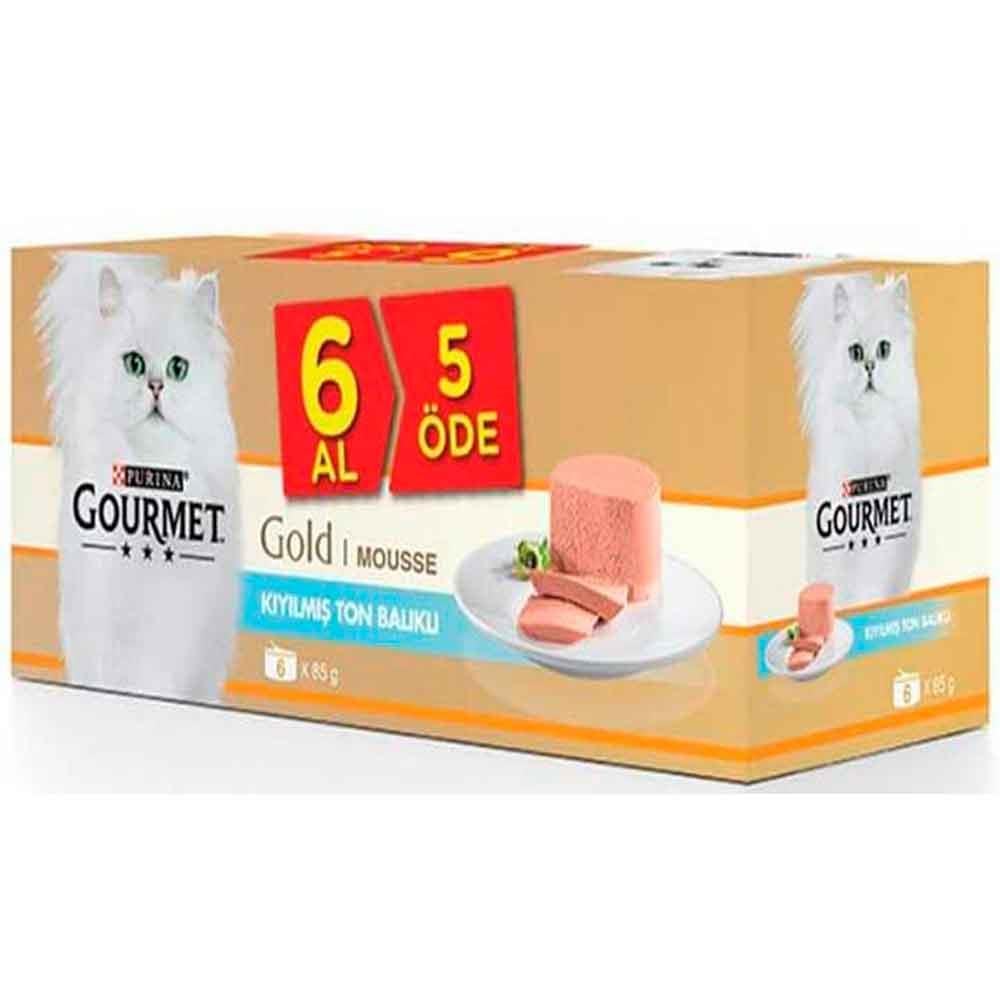 Gourmet Gold 6 Al 5 Öde Kıyılmış Ton Balıklı Kedi Konservesi