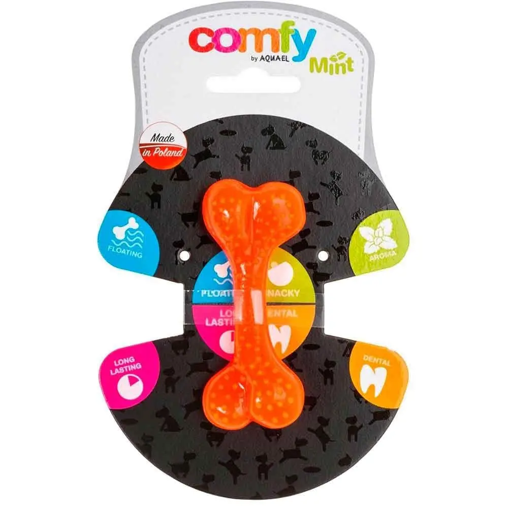 AQUAEL Comfy Toy Köpek Oyuncağı DENTAL BONE 12 Cm Turuncu Nane Aromalı