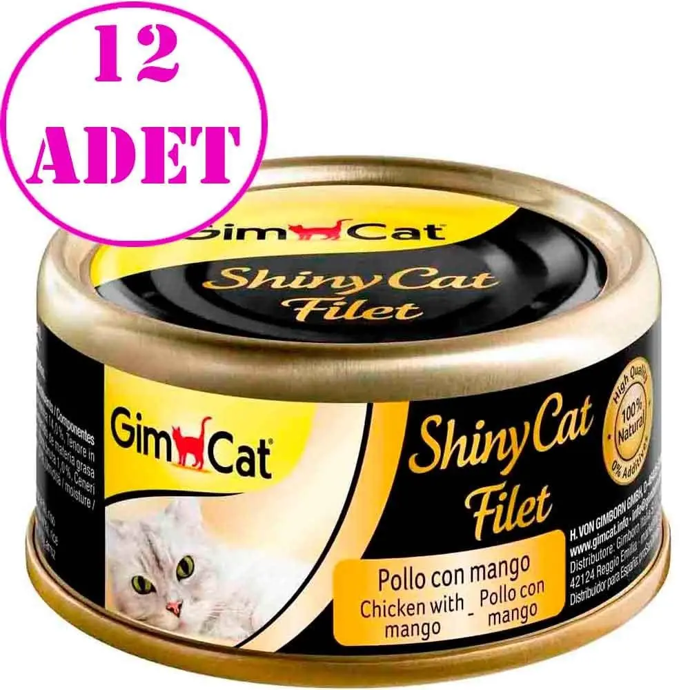 Gimcat Shinycat Fileto Tavuklu ve Mangolu Kedi Konservesi 70 Gr 12 AD