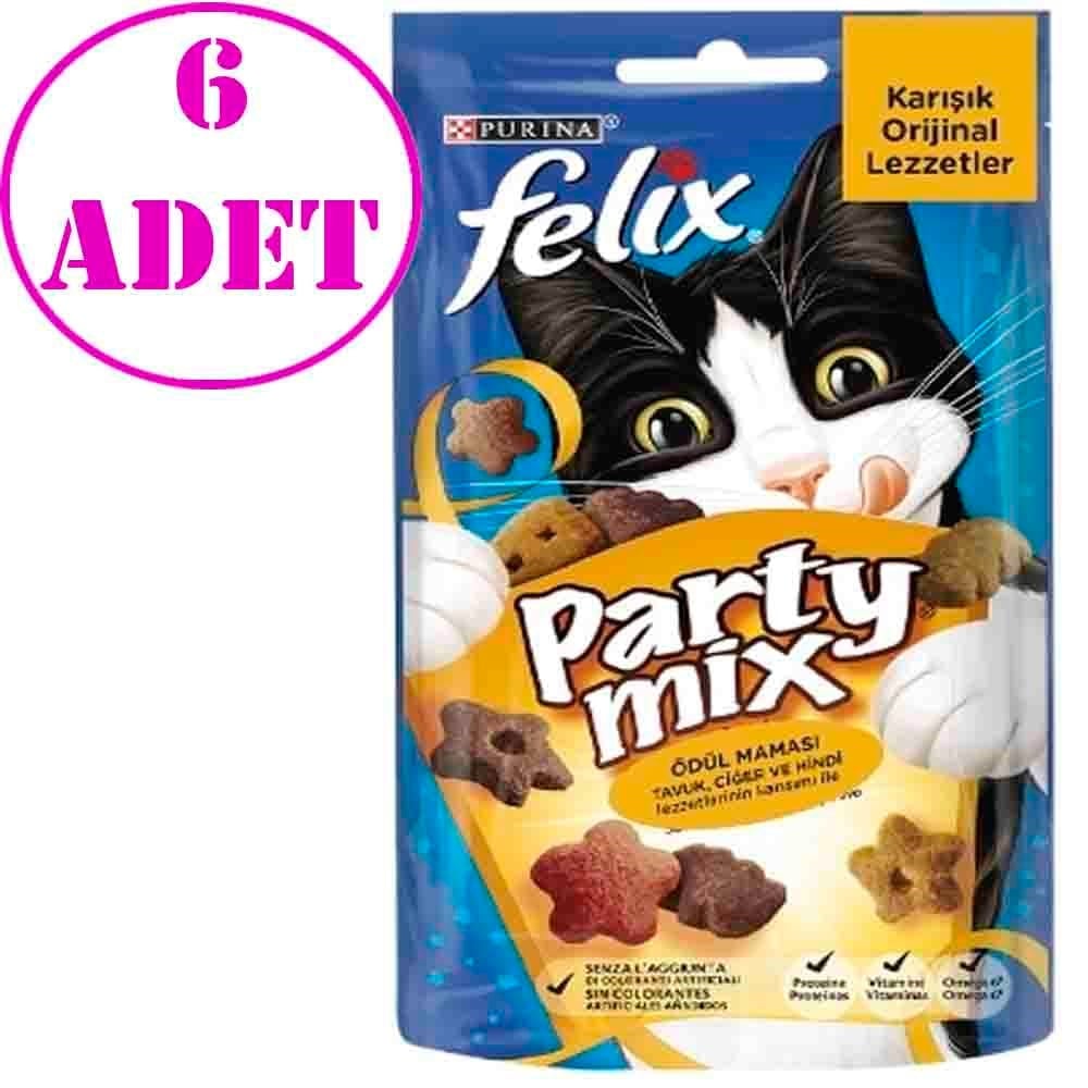 Felix Party Mix Tavuk Ciğer ve Hindi Etli Kedi Ödül Maması 60 Gr 6 AD