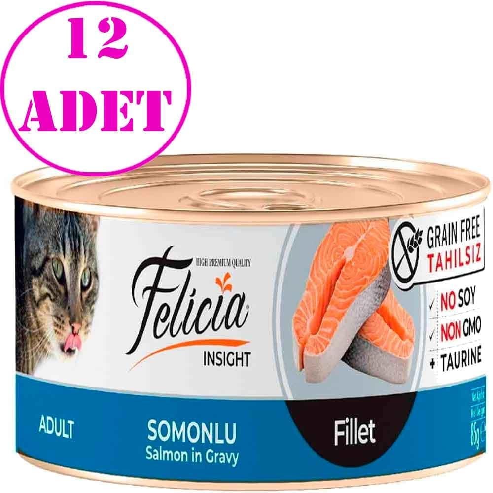Felicia Tahılsız Somon Filetolu Yaş Kedi Maması 85 Gr 12 AD