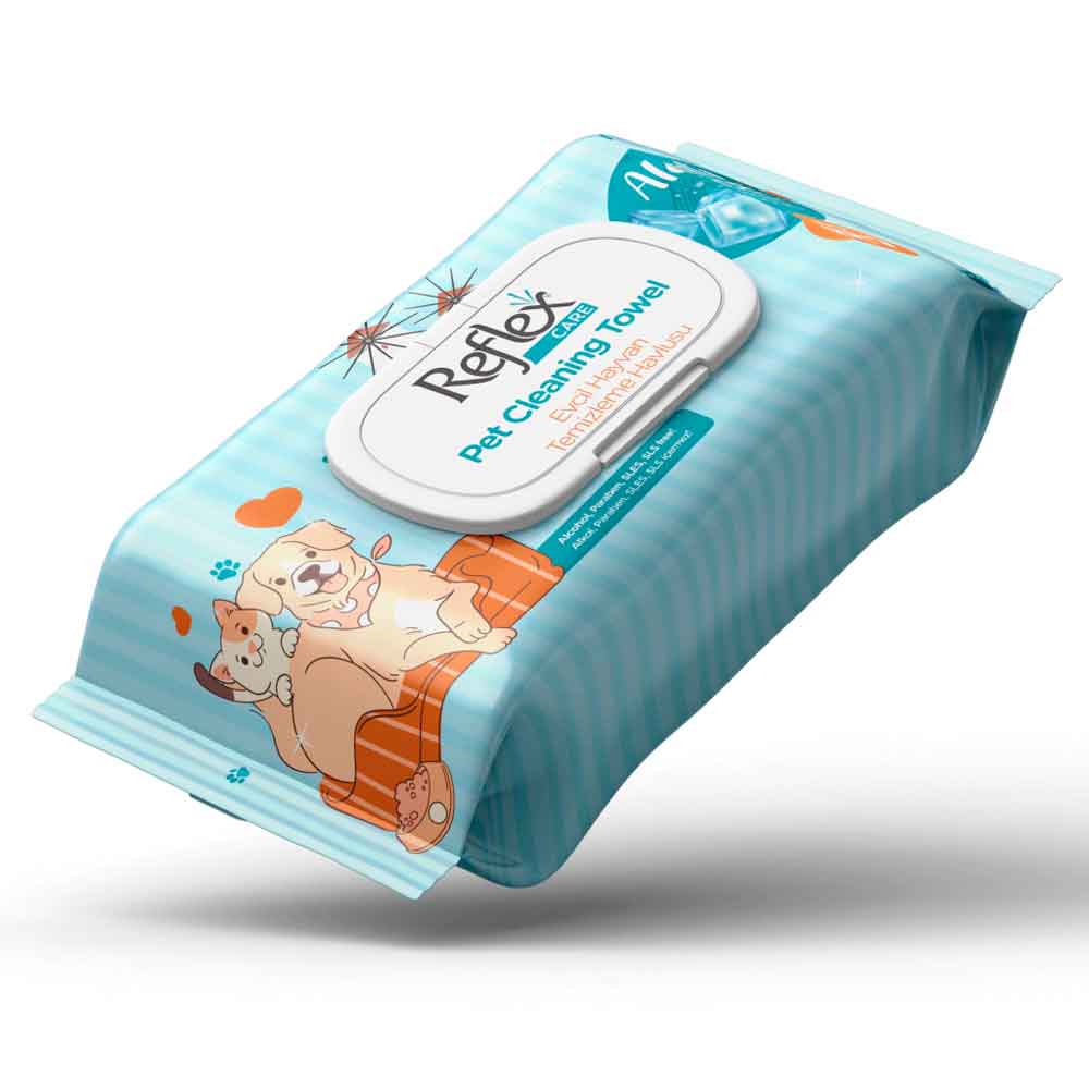 Reflex Care Alaçatı Ice Kokulu Kedi ve Köpekler için Çok Amaçlı Hijyenik Temizleme Mendili (50'li)
