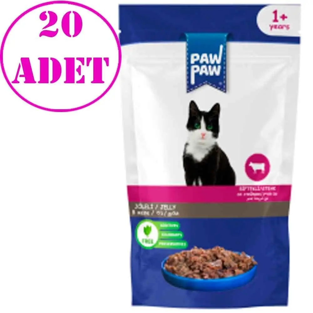 Paw Paw Kedi Yaş Mama Biftekli 85 Gr 20 AD