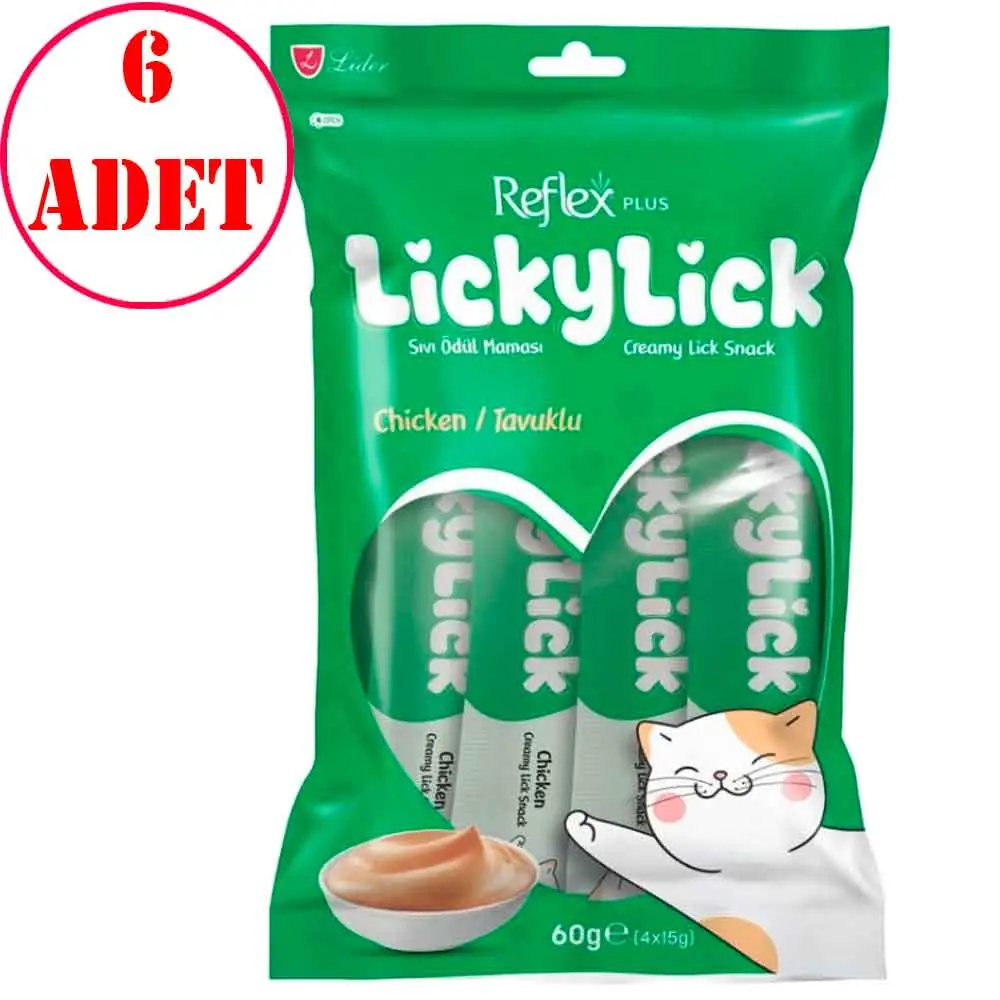 Reflex Plus Lickylick Tavuklu Kedi Sıvı Ödül Maması 4x15 Gr 6 Ad