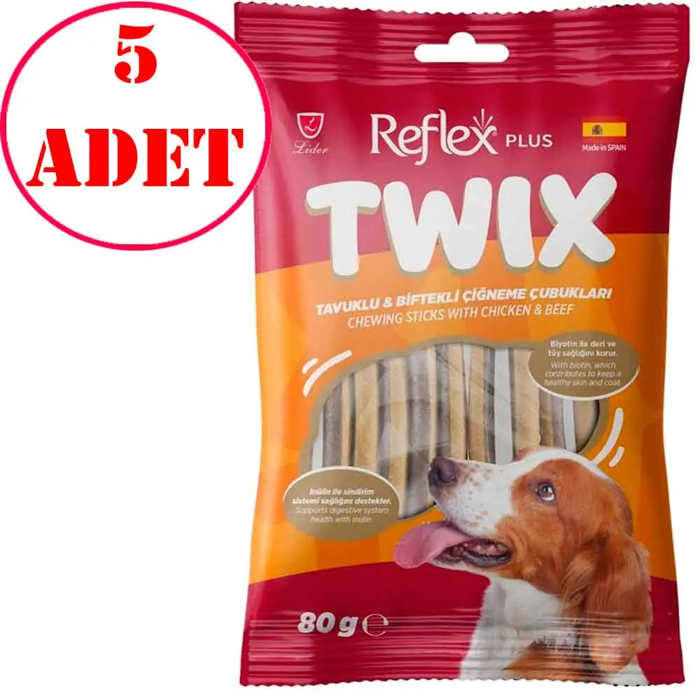 Reflex Plus Twix Tavuklu ve Biftekli Köpek Ödül Çubuğu 80 Gr 5 AD