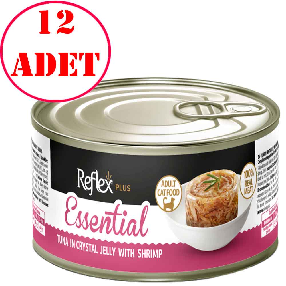 Reflex Plus Essential Ton Balıklı ve Karidesli Jel Yetişkin Kedi Konservesi 70 Gr 12 AD