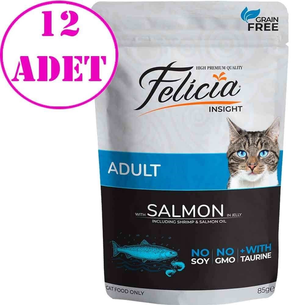 Felicia Yaş Kedi Maması Tahılsız Somonlu 85 gr 12 AD