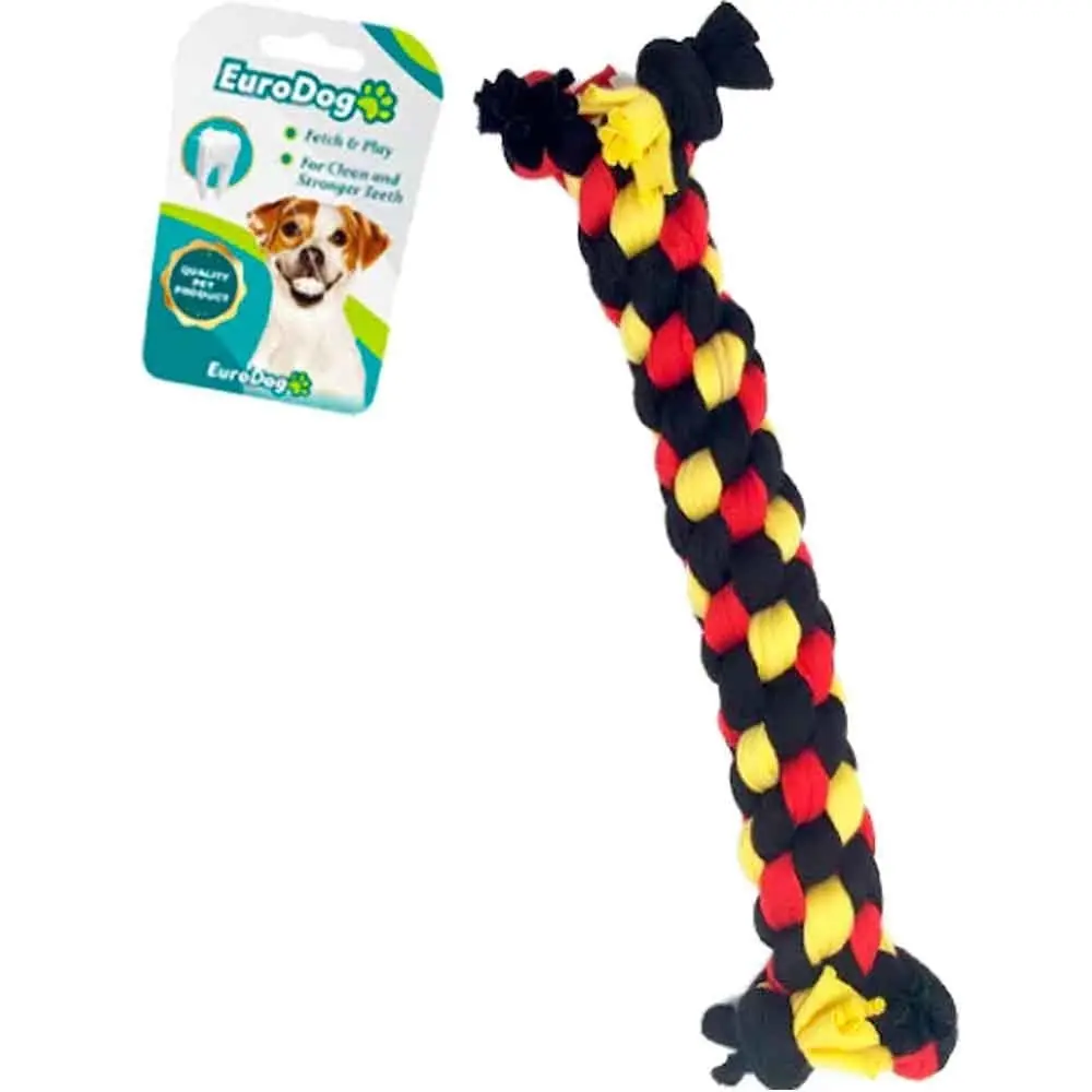 Eurodog Dumbell Diş İpi Köpek Oyuncağı Sarı Siyah Kırmızı 14 Cm
