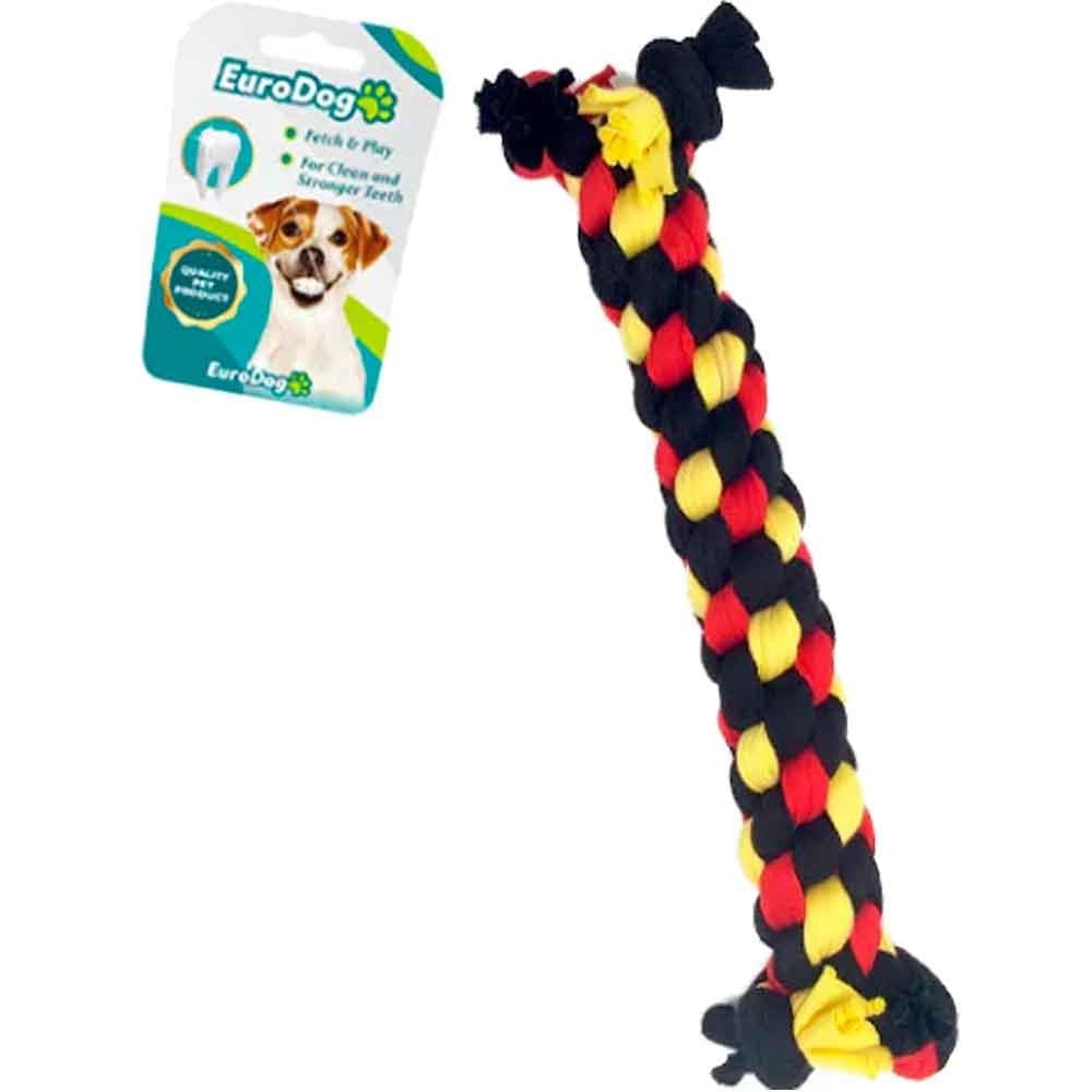Eurodog Dumbell Diş İpi Köpek Oyuncağı Sarı Siyah Kırmızı 14 Cm