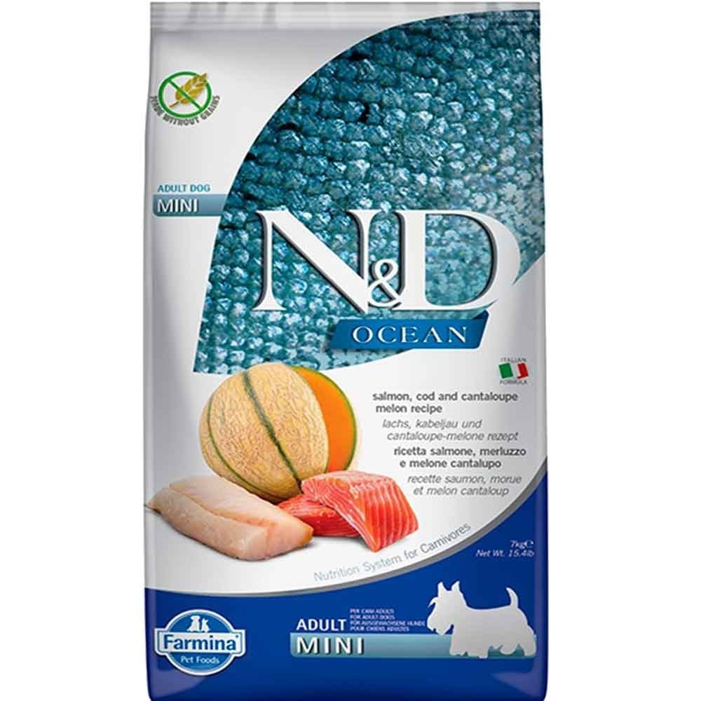 N&D Ocean Somon Morina Balığı Kavunlu Küçük Irk Yetişkin Köpek Maması 7Kg