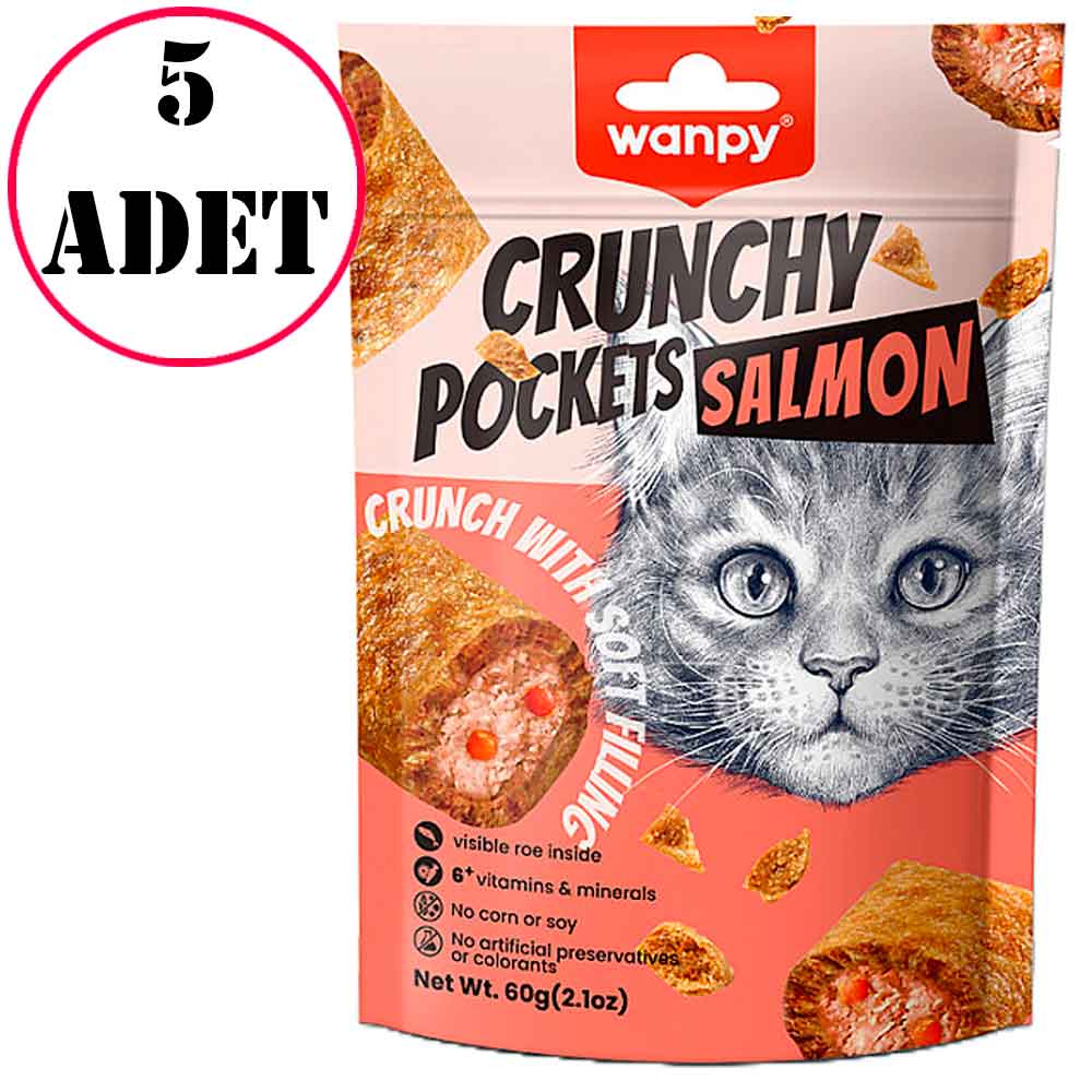 Wanpy Crunch Kedi Ödülü Somonlu Havyar 60 Gr 5 Ad