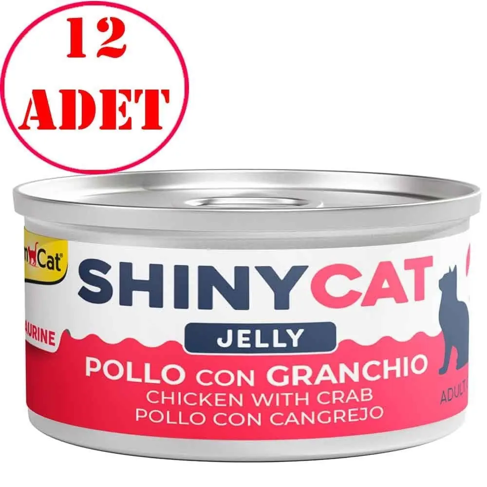 Gimcat Shiny Cat Jel İçinde Tavuk ve Yengeçli Kedi Konservesi 70 Gr 12 AD