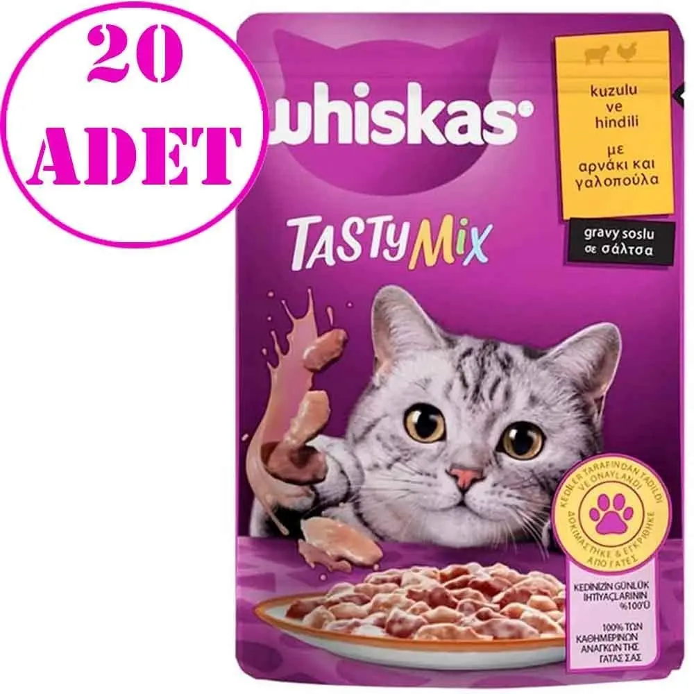 Whiskas Tasty Mix Kuzulu Hindili Kedi Maması 85 gr 20 AD