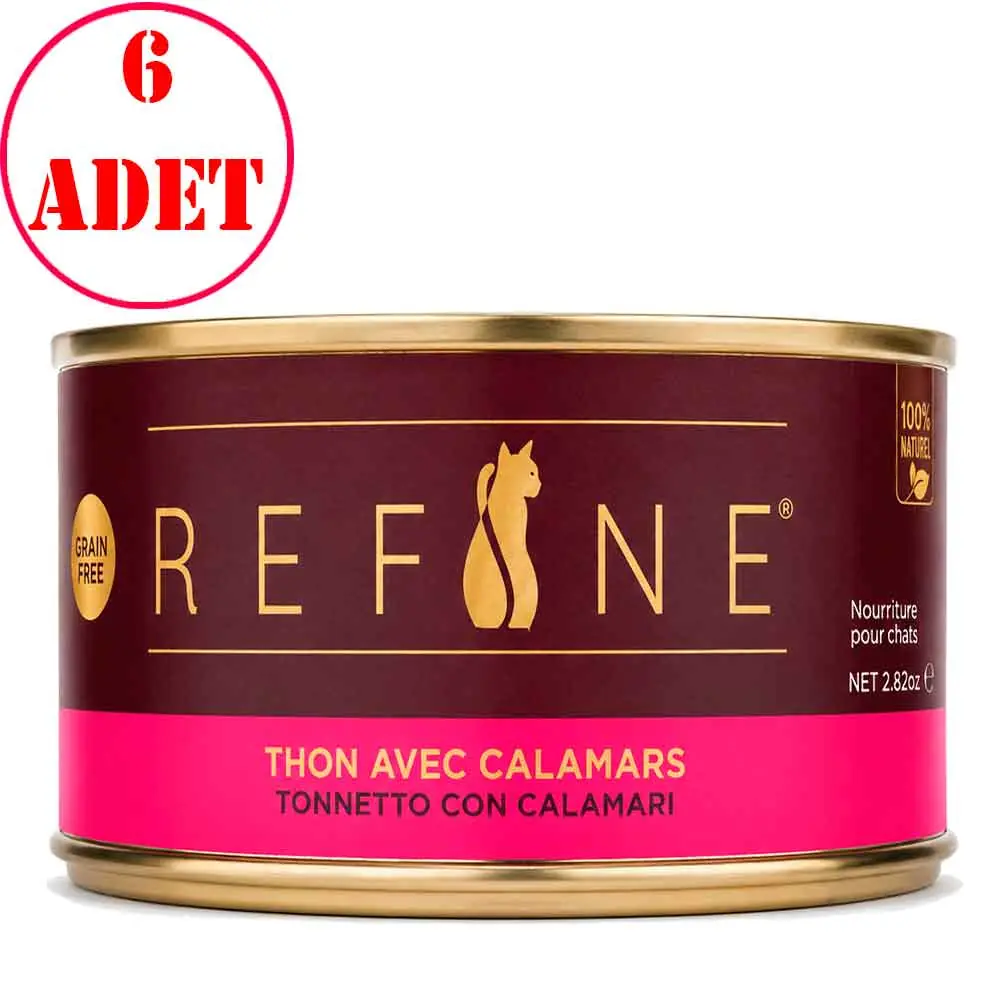 Refine Kedi Konservesi Kalamar ve Ton Balıklı 85 Gr 6 Ad