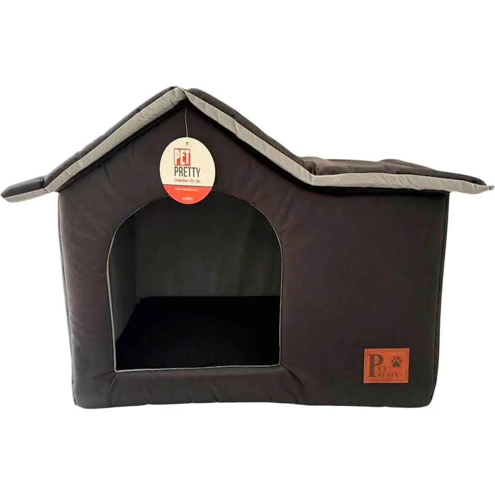 Pet Pretty Kedi Köpek Yatağı Villa Kulübe Siyah