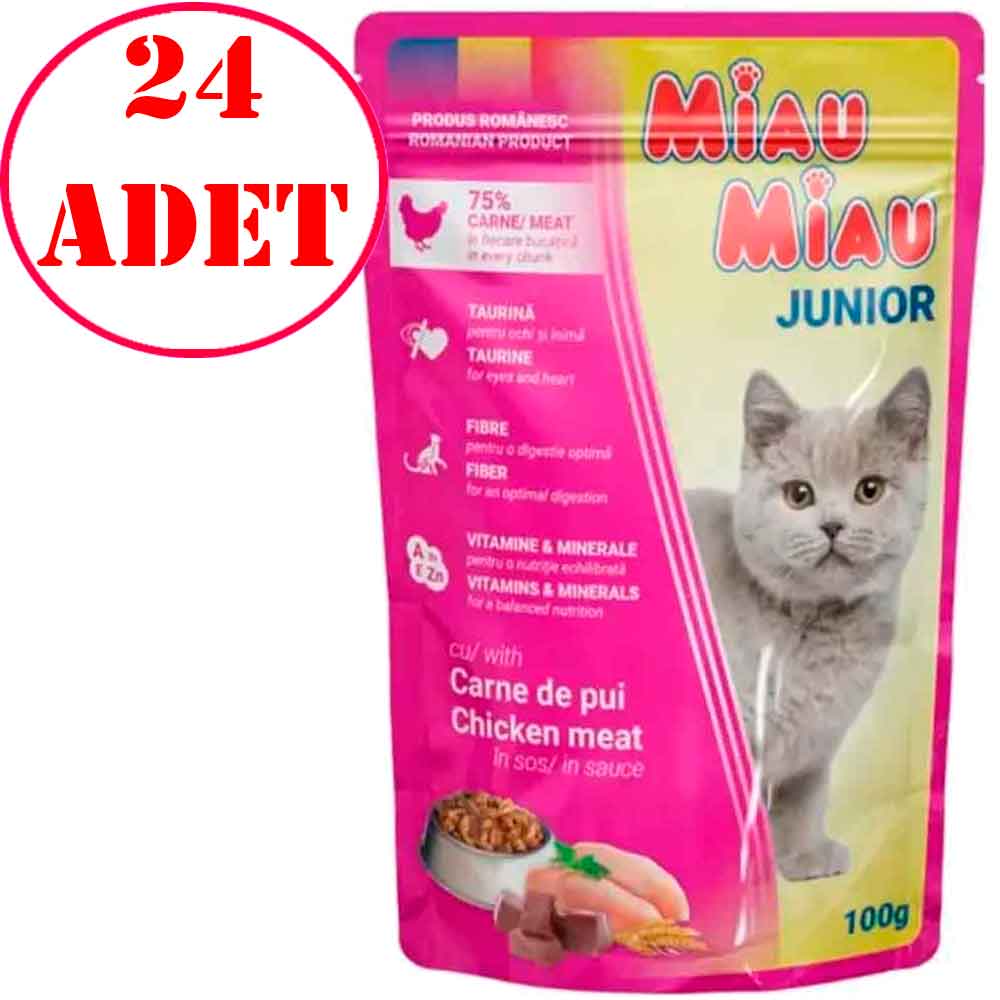 Miau Miau Kitten Tavuklu Yavru Kedi Konservesi 100 Gr 24 AD
