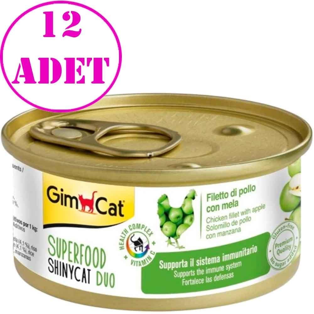 GimCat Superfood Shinycat Tavuklu ve Elmalı Kedi Konservesi 70 gr 12 AD