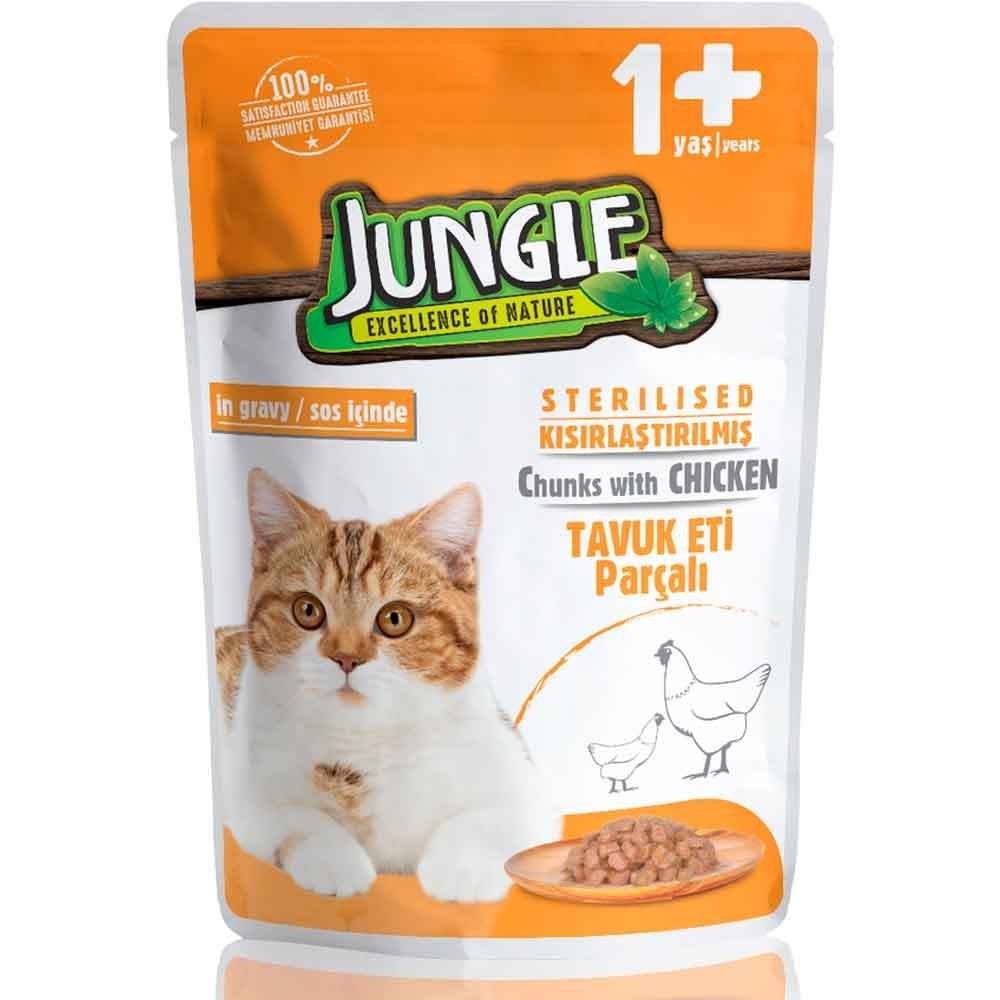 Jungle Kısır Kedi Konservesi Tavuklu Jelli 100 Gr