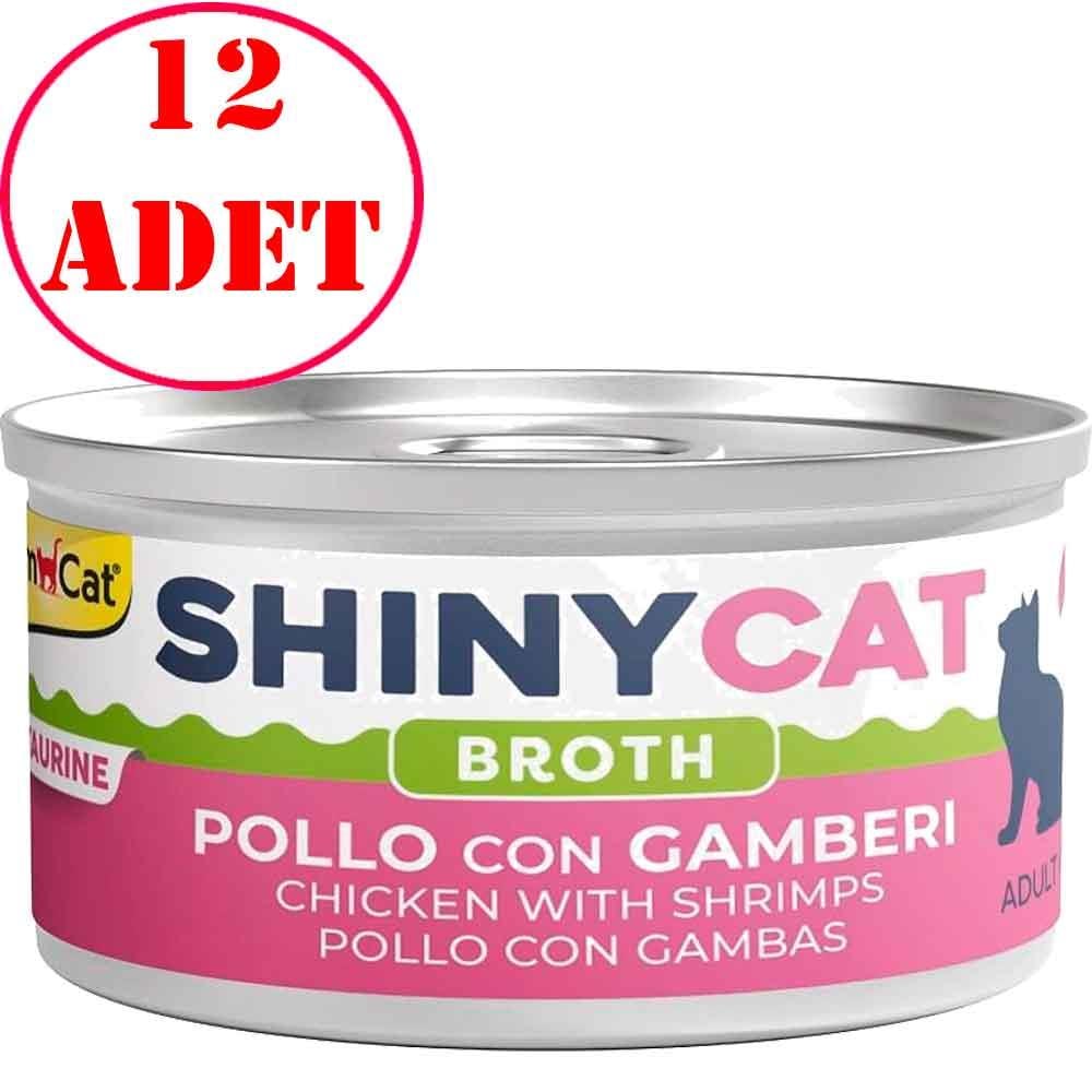 Gimcat Shinycat Kedi Konservesi Tavuk ve Karidesli 70 Gr 12 AD