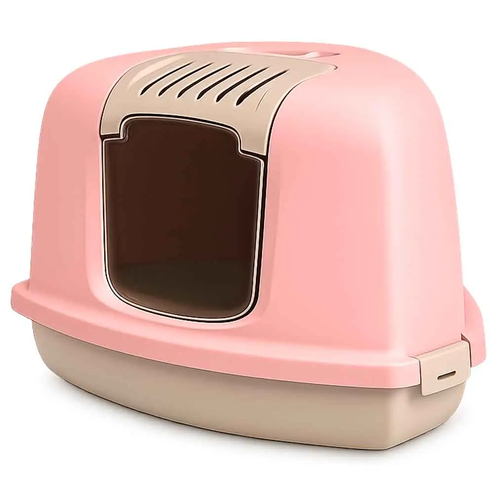 Amazon Joy Pet Üçgen Kapalı Kedi Tuvaleti Pembe