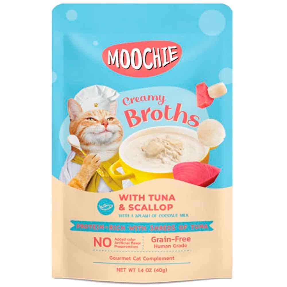 Moochie Kedi Çorbası Parça Ton Balığı Deniz Tarağı Tahılsız 40 Gr