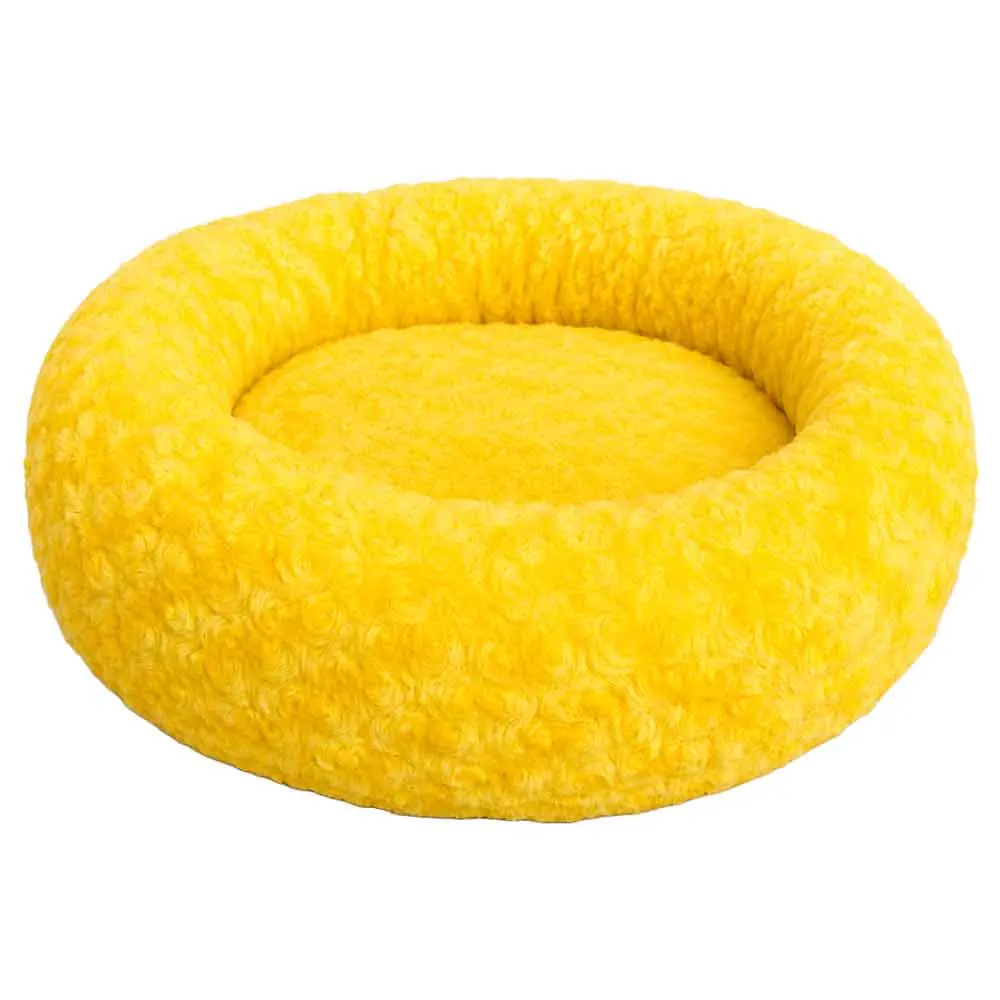 Pet Pretty Kedi Köpek İçin Peluş Simit Yatak Sarı 50 Cm