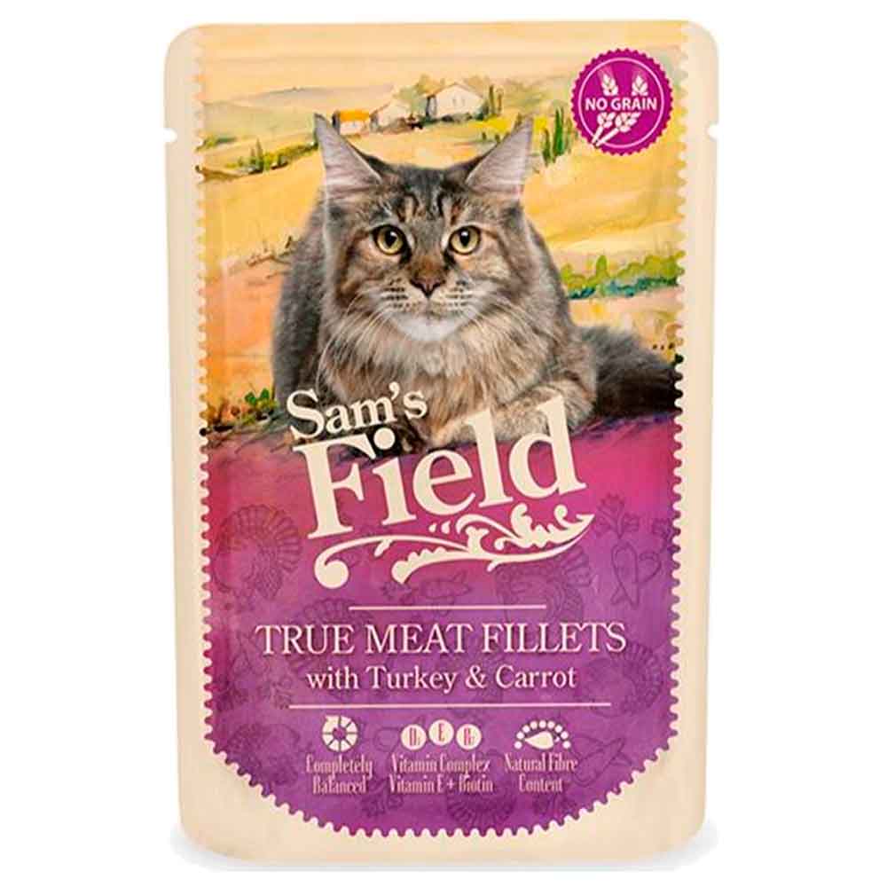 Sam's Field Kedi Konservesi Hindili Havuçlu Tahılsız 85 Gr