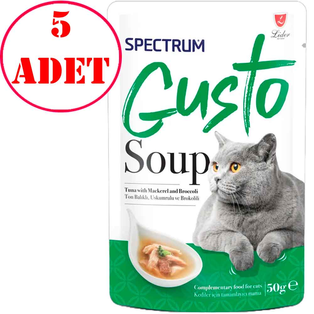 Spectrum Gusto Ton Balıklı Uskumrulu ve Brokolili Kedi Çorbası 50 Gr 5 AD