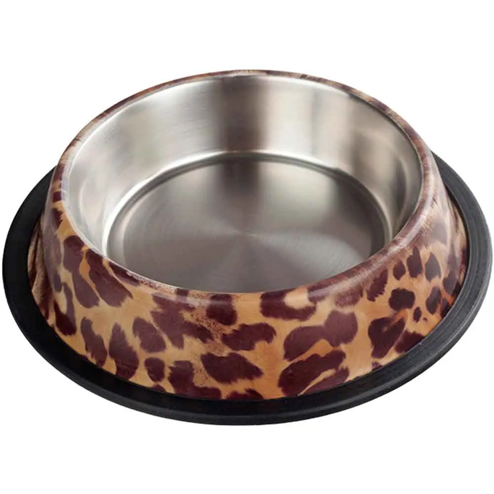 Ankur Oripet Leopar Desenli Metal Mama ve Su Kabı Kahverengi 8 Oz 12 Cm