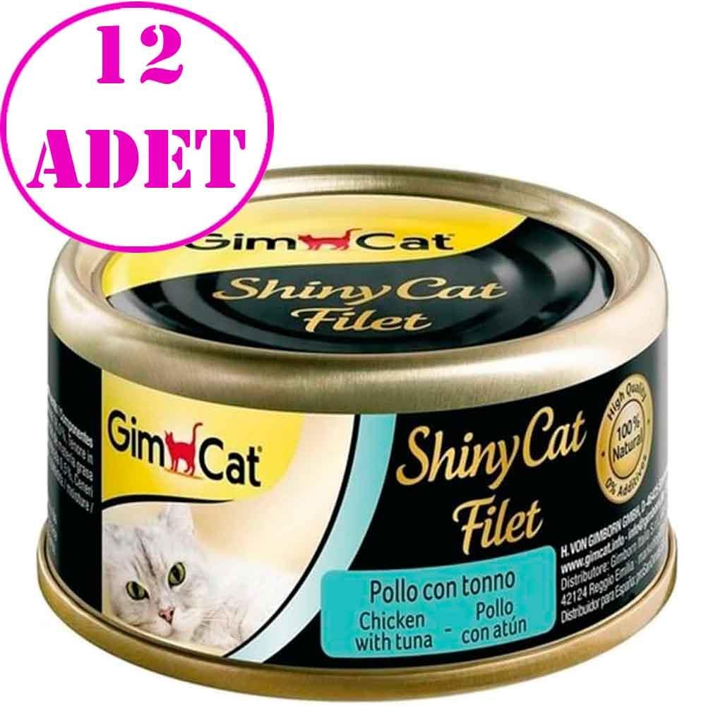 GimCat Shinycat Kıyılmış Tavuklu ve Ton Balıklı Kedi Konservesi 70gr 12 AD