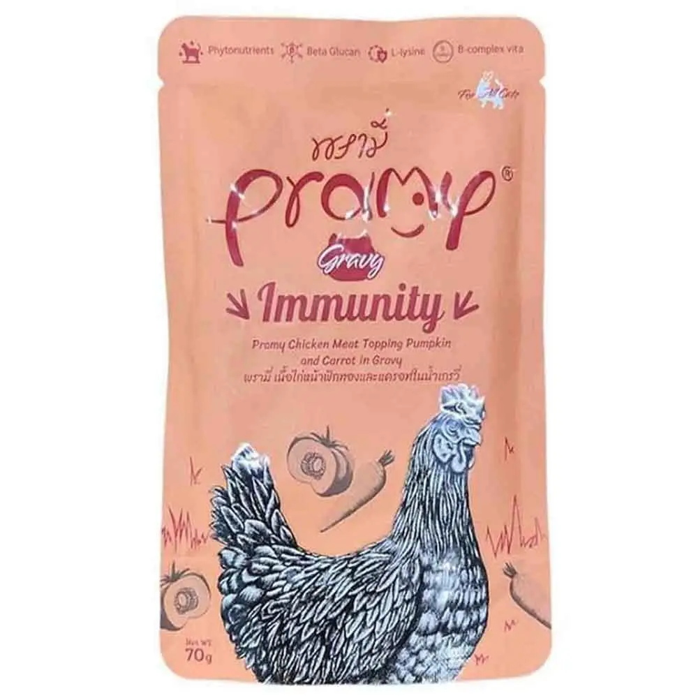Pramy Sos İçinde Tavuklu Bal Kabaklı ve Havuçlu Yetişkin Kedi Konservesi 70 Gr