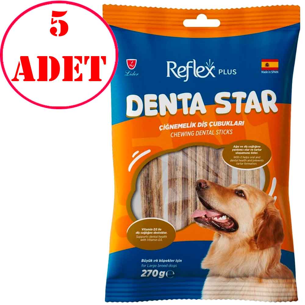 Reflex Plus Denta Star Diş Sağlığı Destekleyici Büyük Irk Köpek Ödül Maması 270 Gr 5 AD