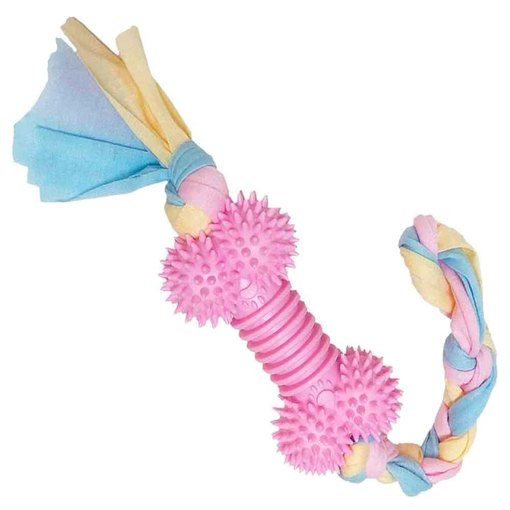 EuroDog Puppy Toys Diş İpli Kauçuk Kemik Yavru Köpek Oyuncağı Pembe 43 Cm