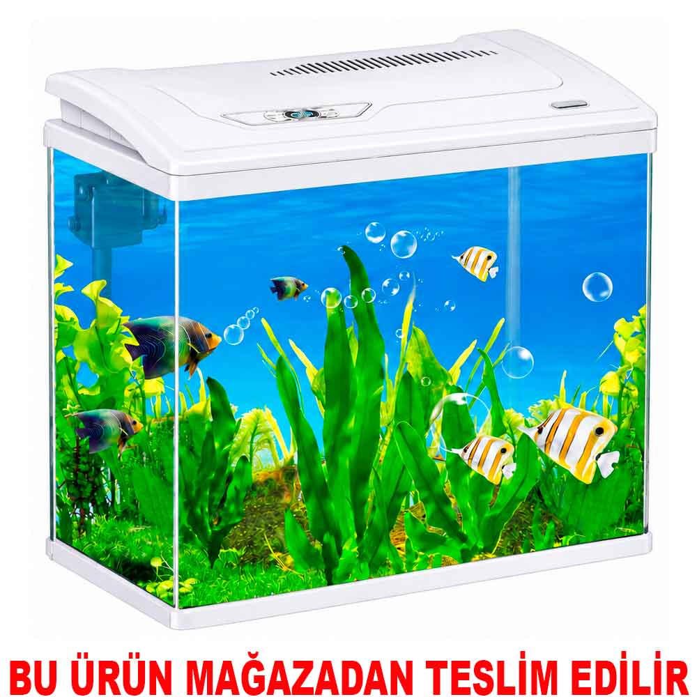 Makro İthal Akvaryum Seti Beyaz 60,5 Cm 320 x 540 Mm Bombeli