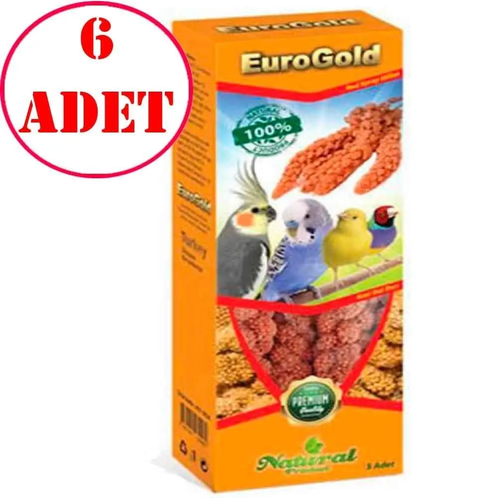 Eurogold Kızıl Doğal Dal Darı Kuş Yemi 5'li Paket 6 AD