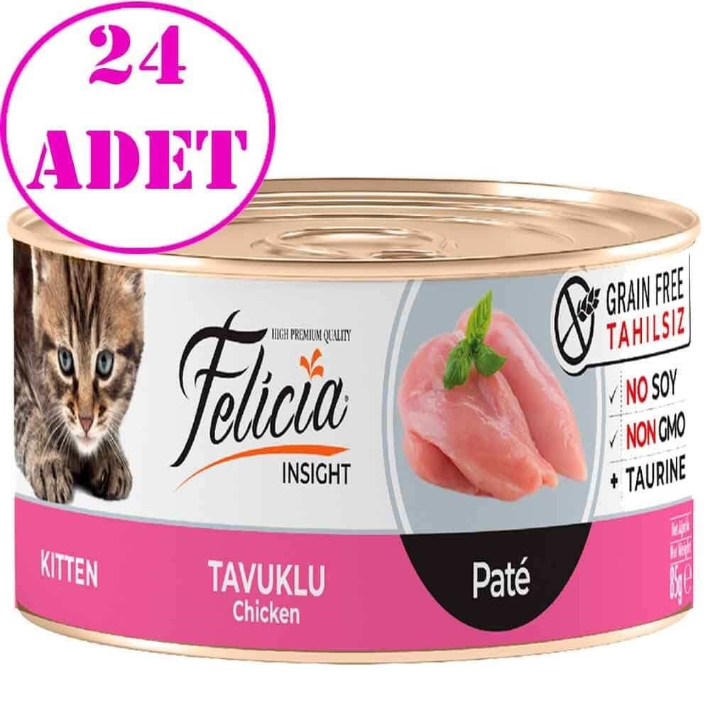 Felicia Tahılsız Kitten Tavuklu Kıyılmış Yaş Kedi Maması 85 Gr 24 AD