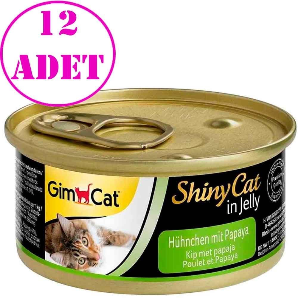 Gimcat ShinyCat Tavuk Etli ve Papaya Jöleli Kedi Konservesi 70 Gr 12 AD