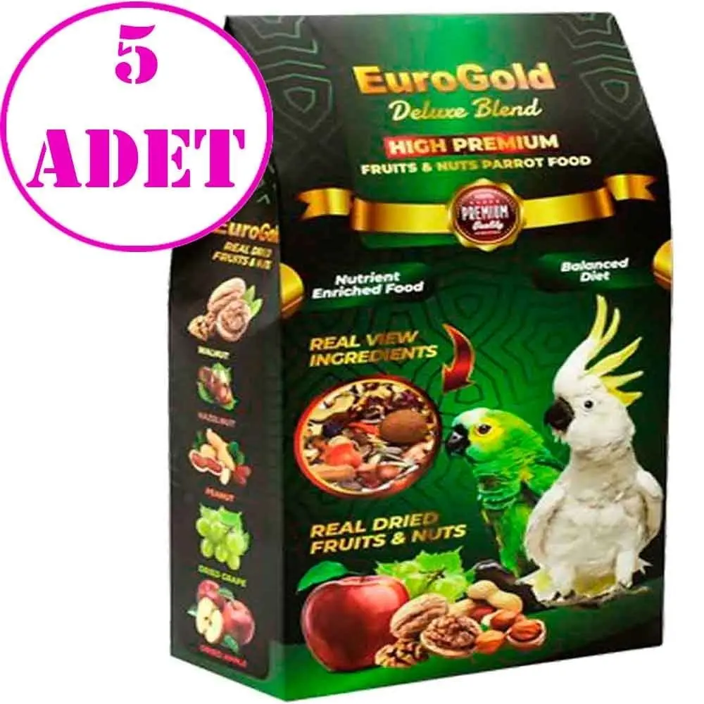 EuroGold Deluxe Blend Meyveli ve Kuruyemişli Papağan Yemi 650 Gr 5 AD