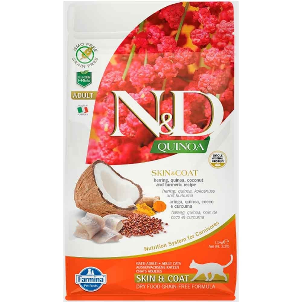 N&D Quinoa Skin Coat Ringa Balığı Kedi Maması 1,5 kg