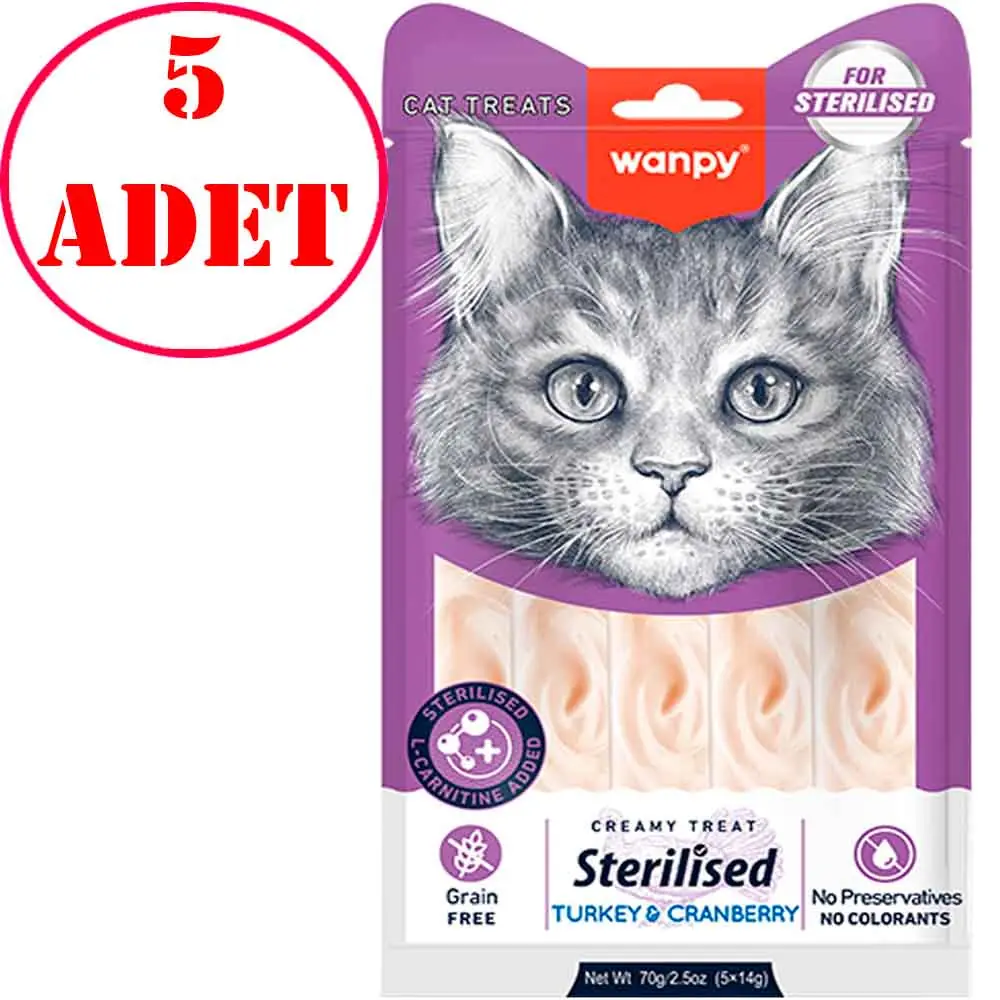 Wanpy Kısır Kedi Ödülü Hindili 14 Gr X 5 Li 5 AD