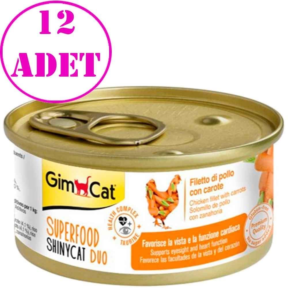 Gimcat Shinycat Tavuklu Havuçlu Fileto Kedi Konservesi 70 gr 12 AD