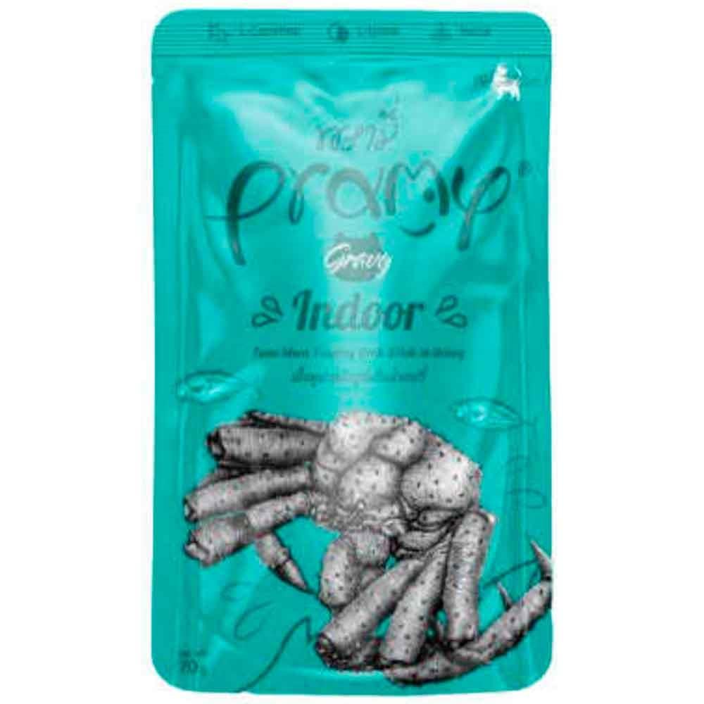 Pramy Indoor Sos İçinde Yengeçli ve Ton Balıklı Yetişkin Kedi Konservesi 70 Gr
