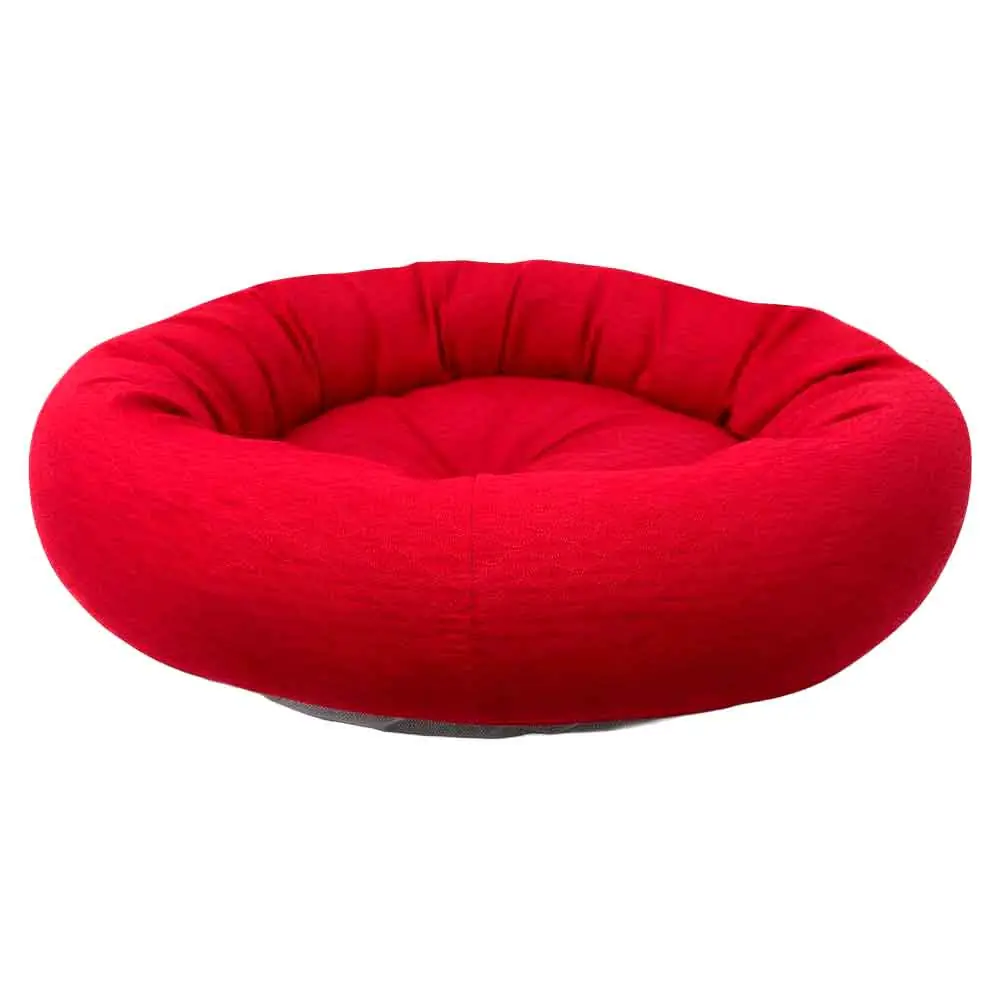 Pet Pretty Kedi Köpek İçin Simit Yatak Silikon Elyaflı Bordo