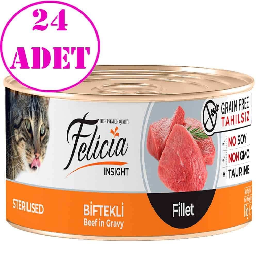 Felicia Tahılsız Sterilised Biftek Filetolu Yaş Kedi Maması 85 Gr 24 AD