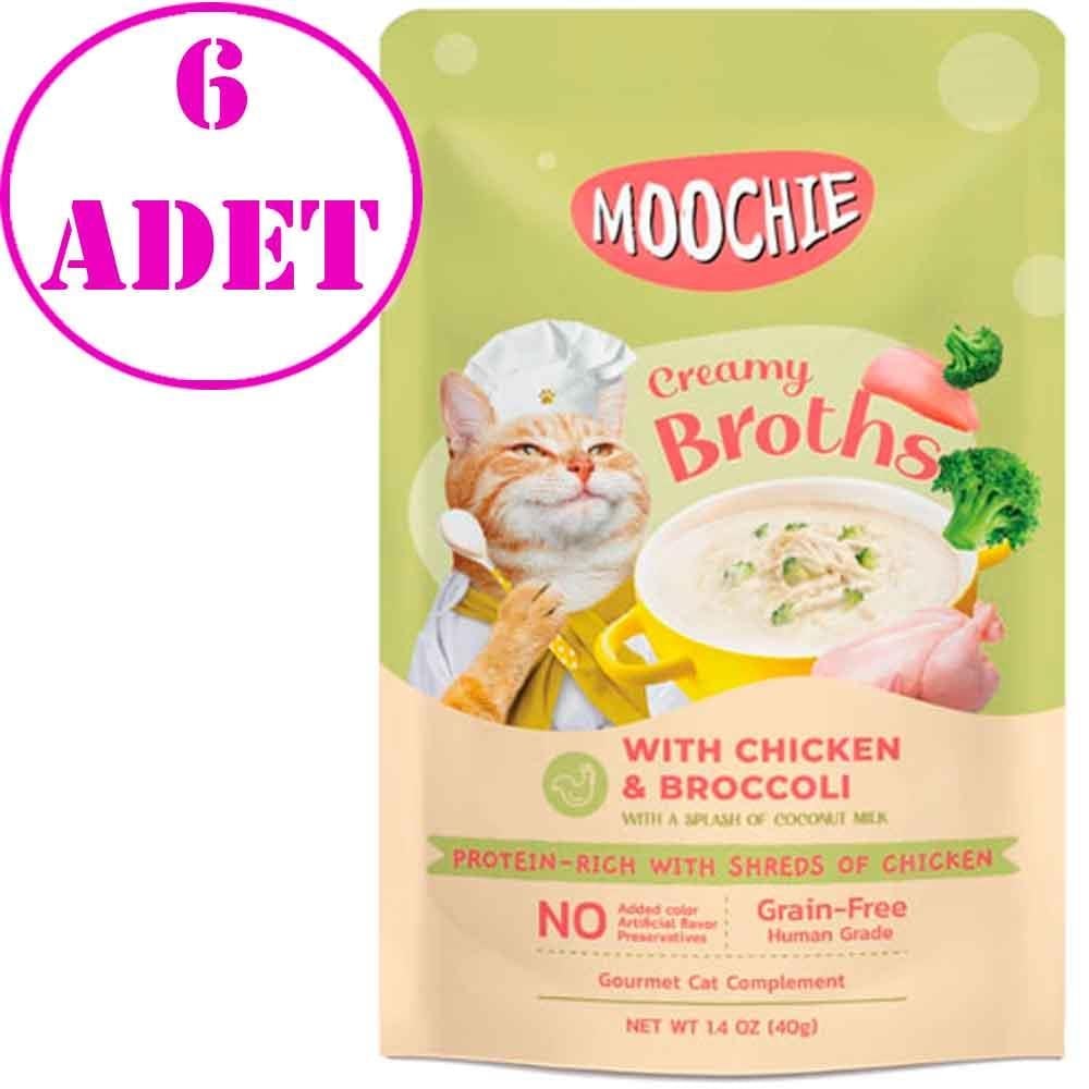 Moochie Kedi Çorbası Parça Tavuk Etli ve Brokolili Tahılsız 40 Gr 6 AD