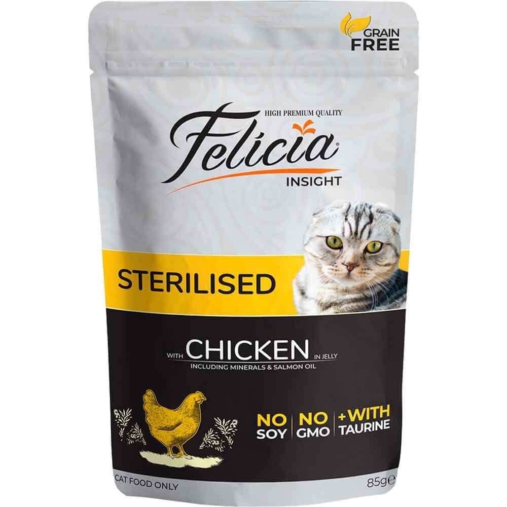Felicia Yaş Kedi Maması Tahılsız Sterilised Tavuklu 85 gr