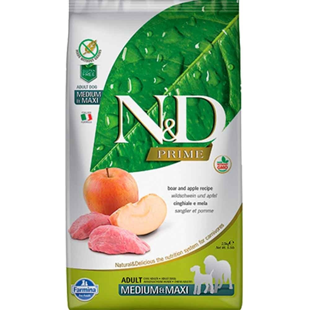 N&D Köpek Maması Yaban Domuzu Elmalı Tahılsız Med. Maxi 2,5 kg