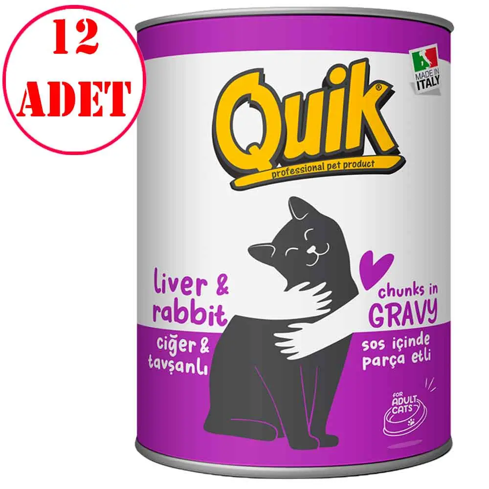 Quik Ciğerli Tavşanlı Kedi Konservesi 415 gr 12 AD