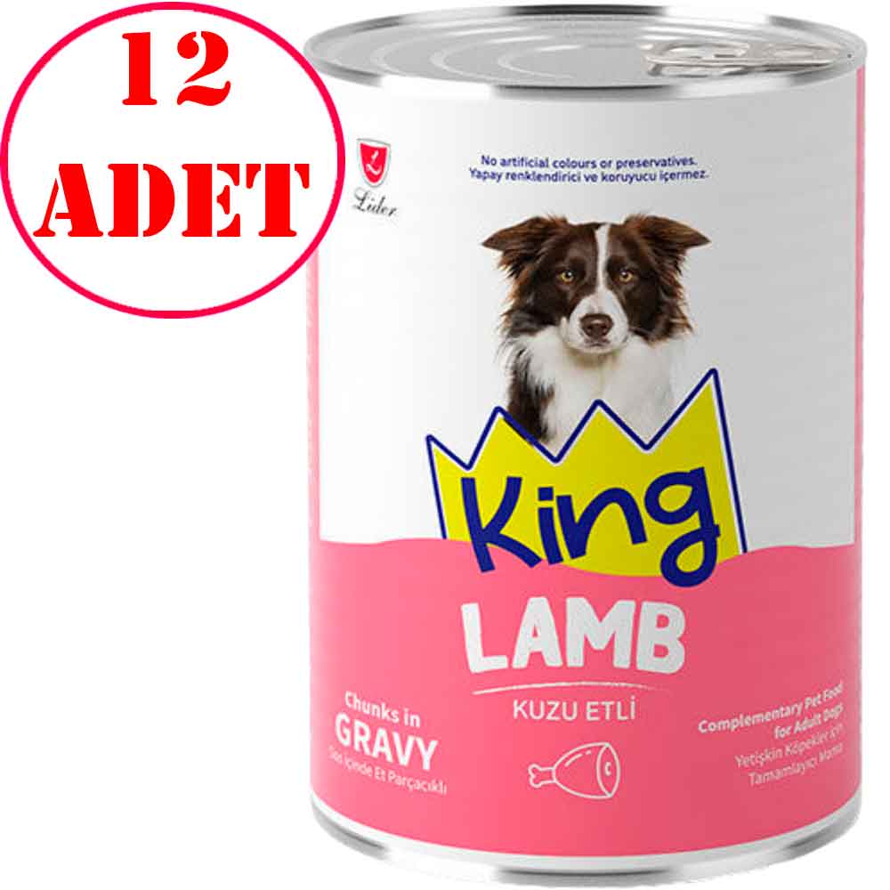 King Kuzu Etli Köpek Konservesi Sos İçerisinde Et Parçacıklı 400 Gr 12 AD