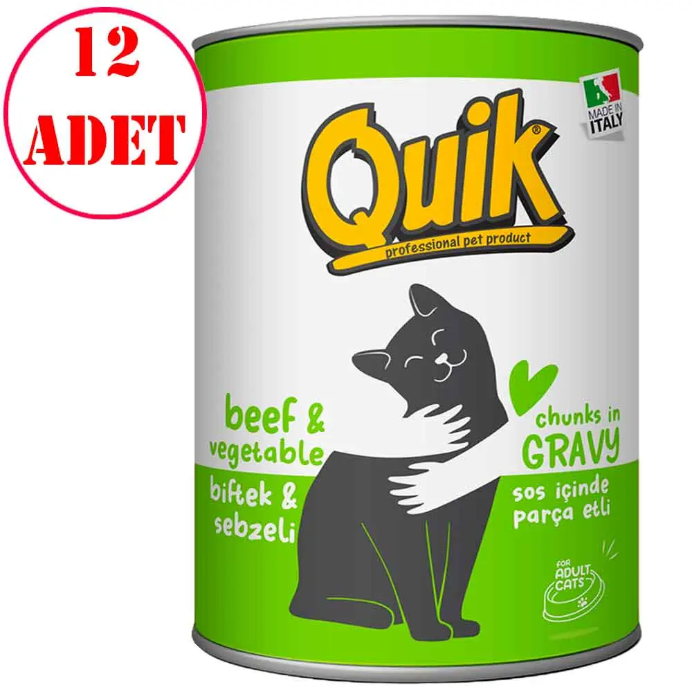 Quik Biftekli ve Sebzeli Kedi Konservesi 415 Gr 12 AD